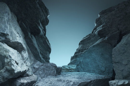 Stone and Rock shape background, minimalist mockup for podium display or showcase, 3d rendering.