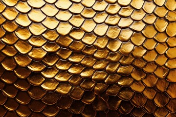 Golden metal texture of crocodile, snake or dragon scales