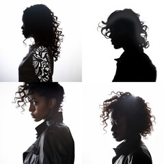silouhette mid section of a woman against white background