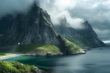 Lofoten Islands cloudy summer season