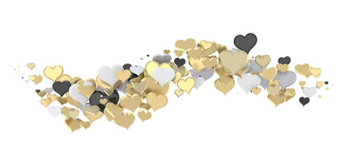 realistic isolated heart confetti on the transparent background for decoration and covering. Concept of Happy Valentine's Day,