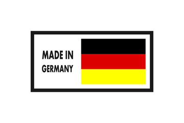 Made in Germany. Labels, stickers, pointer, badge, symbol and page curl with German flag icon.