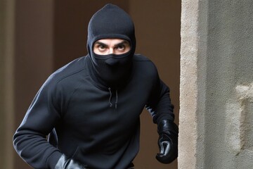 Thief, robber in a black suit