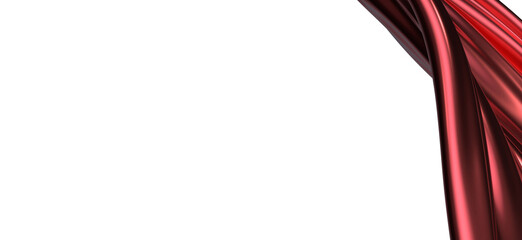 red wave silk satin fabric on white background for grand opening ceremony other occasion