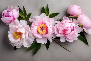 Obraz premium Pink Peony Blooms on Concrete Surface