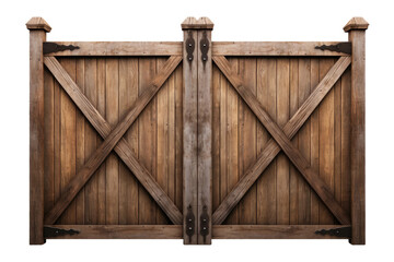 Handcrafted Wooden Fence Gate Isolated On Transparent Background