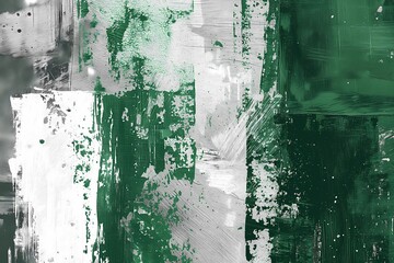 Abstract Acrylic Paint Strokes Texture in Black White and Green