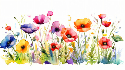 Watercolor wild flowers