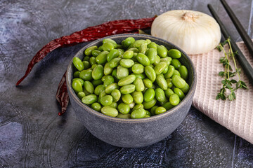Bowl of delicious edamame beans