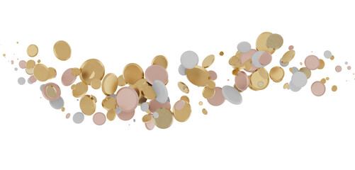 Gilded Celebration: Magnificent 3D Illustration of a Grand gold Confetti Event