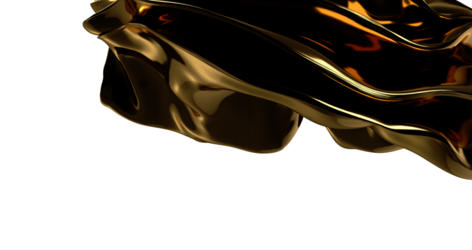 3d render of dark and gold cloth. iridescent holographic foil. abstract art fashion background.