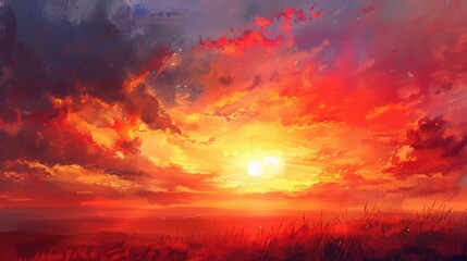 Fototapeta premium Glowing Sunset: Painting the Sky with Radiance