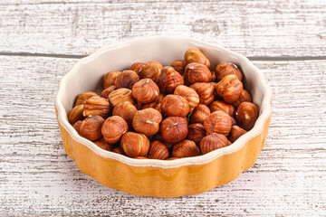 Heap of raw natural hazelnut