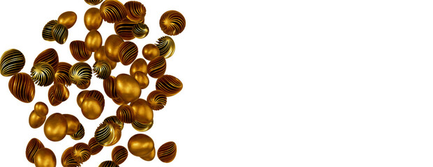 3d render illustration. Set of chocolate easter eggs