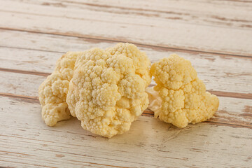 Raw white cauliflower cabbage heap