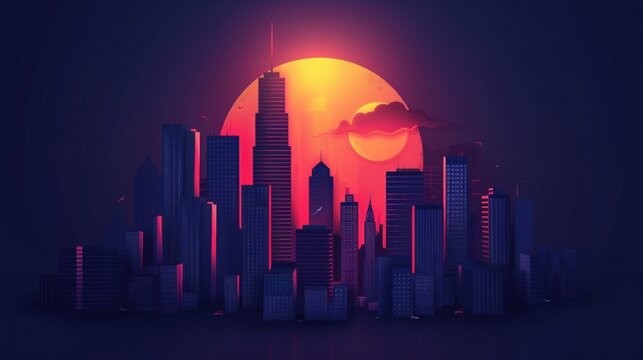 Papercut Cityscape at Sunset With Parallax Effect