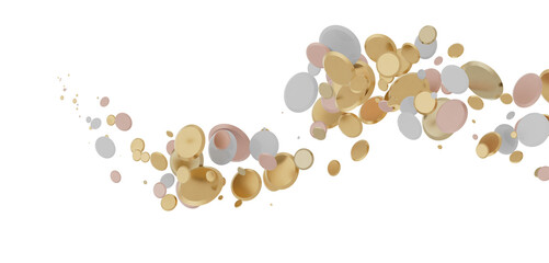 Glittering Spectacle: Captivating 3D Illustration of Glittery gold Confetti