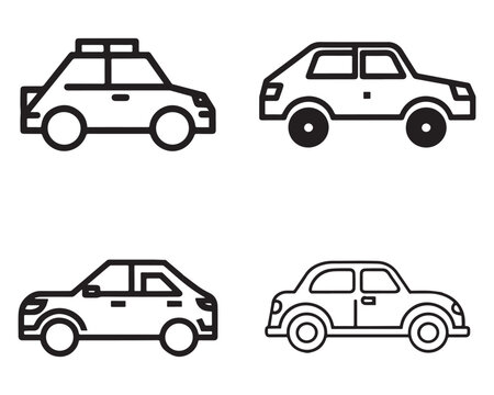 Car icon set on white vector on white background stock illustration