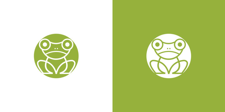 Simple frog logo icon design with unique concept| premium vector