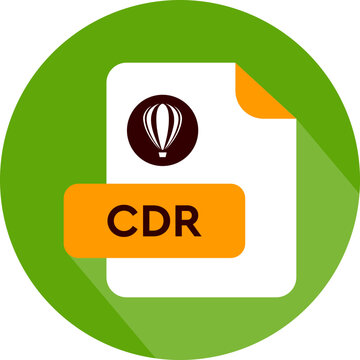 CDR File Extension  icon Cinnabar and Curious Blue color circular icon
