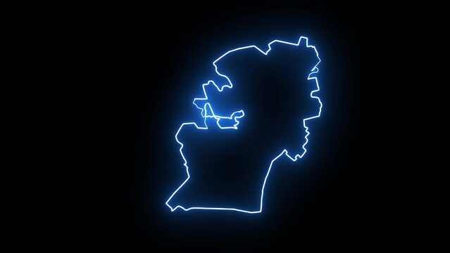 map of Pietermaritzburg in south africa with glowing neon effect