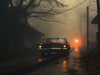 Fototapeta na wymiar fog on a foggy road