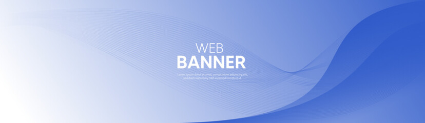 Abstract blue background with waves, Blue web banner