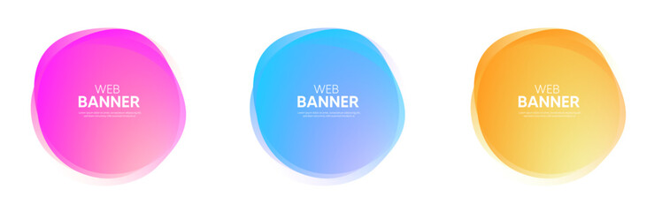 Set of colorful label, buttons for web