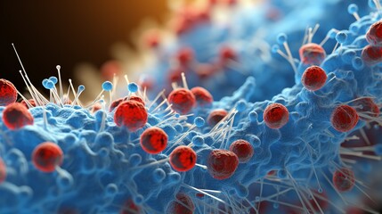 3d illustration of aids virus cells, HIV virus cells, 3d rendering - obrazy, fototapety, plakaty
