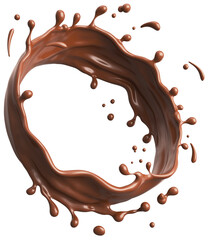 Dark Chocolate splash 3d illustration.