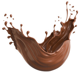 Dark Chocolate splash 3d illustration.