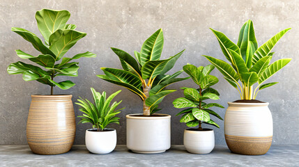 Amidst a variety of lush greenery, the quiet charm of potted plants enriches the ambiance, 
