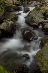 Waterfall. Long exposure waterfall photo. Transference. Long exposure. Long exposure photo of smooth waterfall flowing down steps. Rize, Türkiye.	