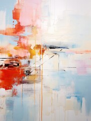 Abstract painting with vibrant colors and textures, suitable for contemporary art and design topics.