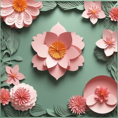 A collection of paper cutout flowers in full bloom, featuring rich colors