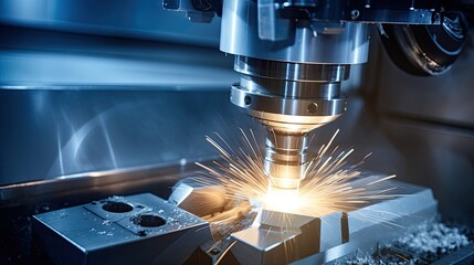 Metal machine tools industry CNC - obrazy, fototapety, plakaty