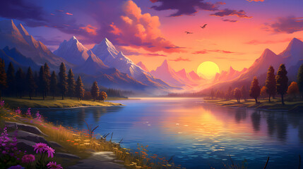 landscape during sunset nightcore high quality Free Photo,, HD 8K wallpaper Stock Photographic Image  