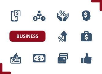 Business Icons. Investment, Investing, Career, Job, Money, Check, Credit Card, Wealth Icon