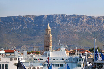 Historical city centre of Split, Croatia. Beautiful view of the promenade.