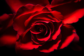 Close-up of red rose blooming with black backround