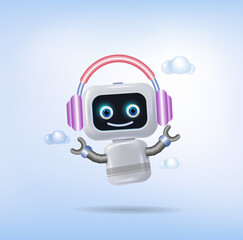 Voice assistant, 3d chatbot. Artificial intelligence in science, business,
technology and engineering medicine. Vector image, a place to copy
