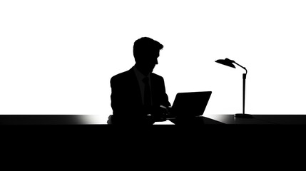 silhouette of a businessman on isolated background