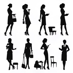 silhouettes of business people on an isolated background
