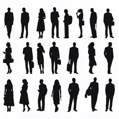 silhouettes of business people on an isolated background