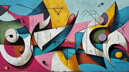 Energetic Urban Abstract - Vibrant Pink and Azure Asymmetry, Hard-Edged Romantic Street Art Inspired Composition
