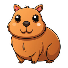 illustration of Cartoon Capybara on white
