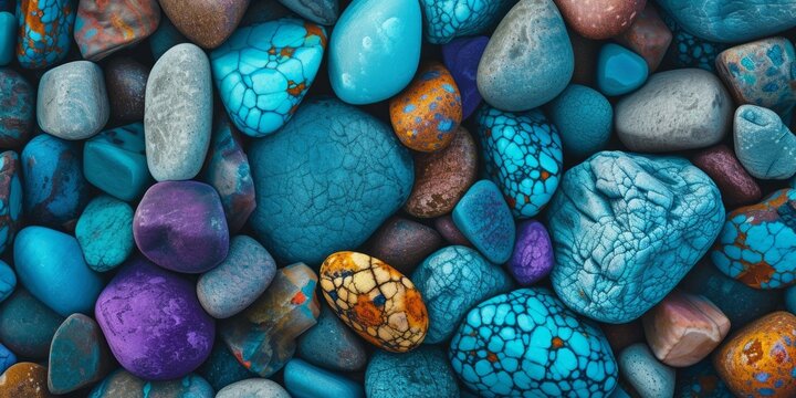 Colorful Gemstone Elegance Artistic Macro Texture with Shimmering Turquoise and Indigo Tones
