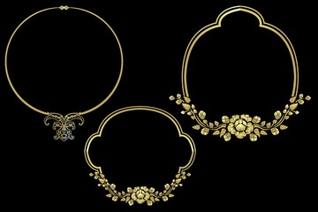 Gold Chain Jewelry on Black Background. Vector Illustration
