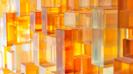 Abstract Solarized Tangerine Cube Pattern on Illuminated Display - Modern Artistic Background Concept