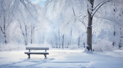 winter snowy bench